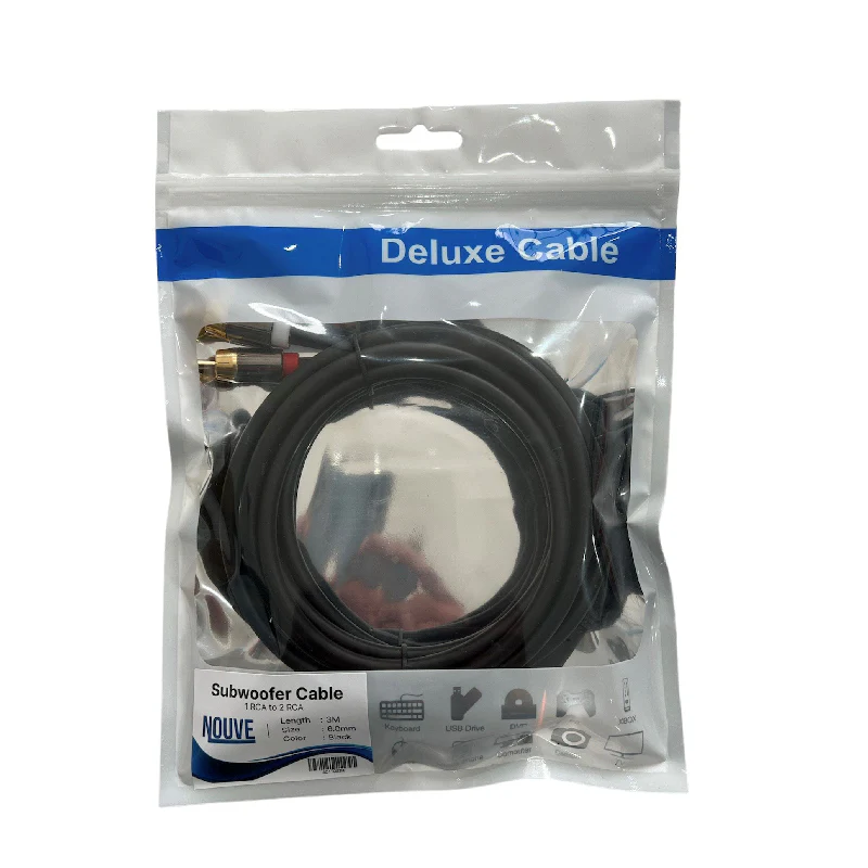 3m Premium Subwoofer Audio Cable 1 RCA to 2 RCA Y Splitter Gold Plated - Image 3