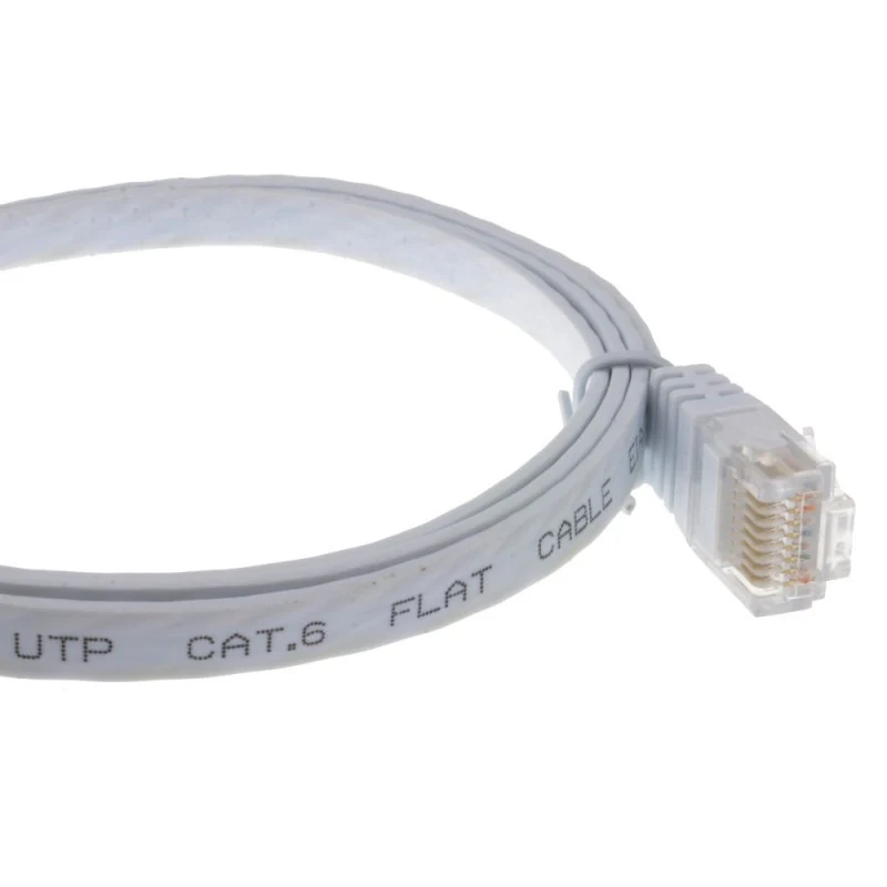 CAT6 RJ45 Ethernet Flat Ribbon Style Patch Cable 0.5m - White - Image 5