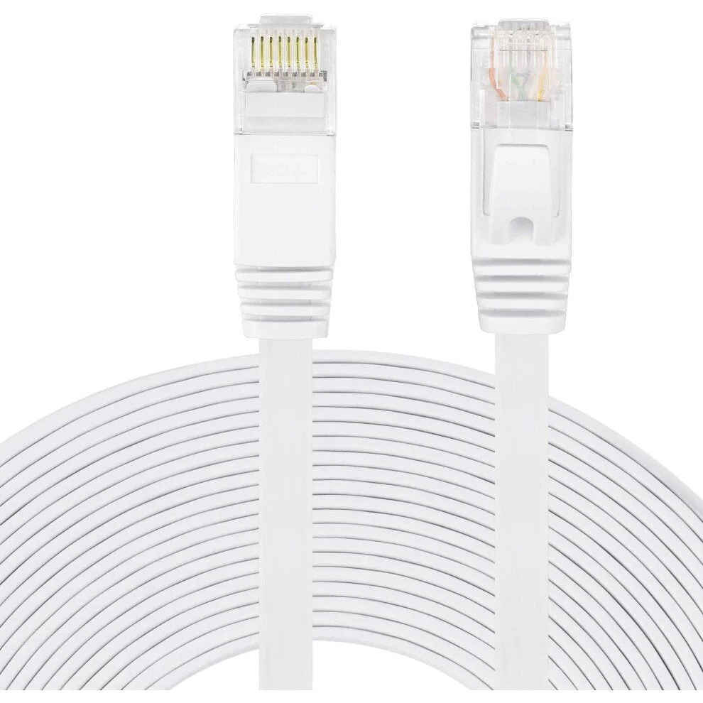 CAT6 RJ45 Ethernet Flat Ribbon Style Patch Cable  2m - White - Image 3