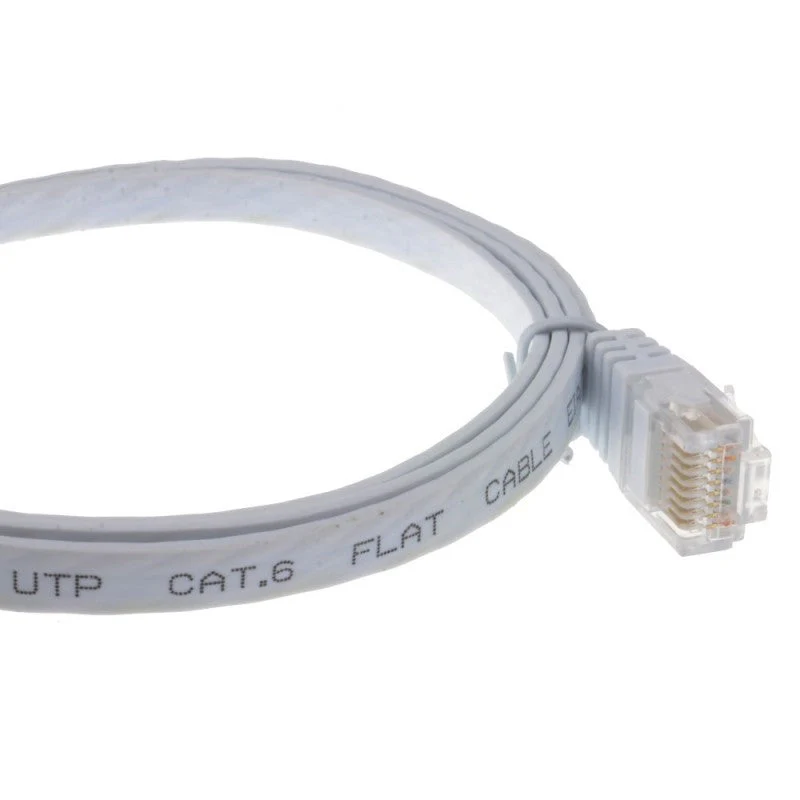 CAT6 RJ45 Ethernet Flat Ribbon Style Patch Cable  1m - White - Image 5