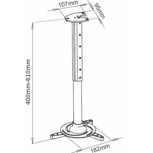 Projector Ceiling Mount Bracket 15kg 40-61cm BLACK | PM102 - Image 7