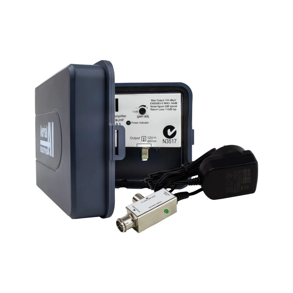 Masthead Amplifier 1 Input 24dB Gain VHF UHF 12V DC PAL Power Supply - Image 2