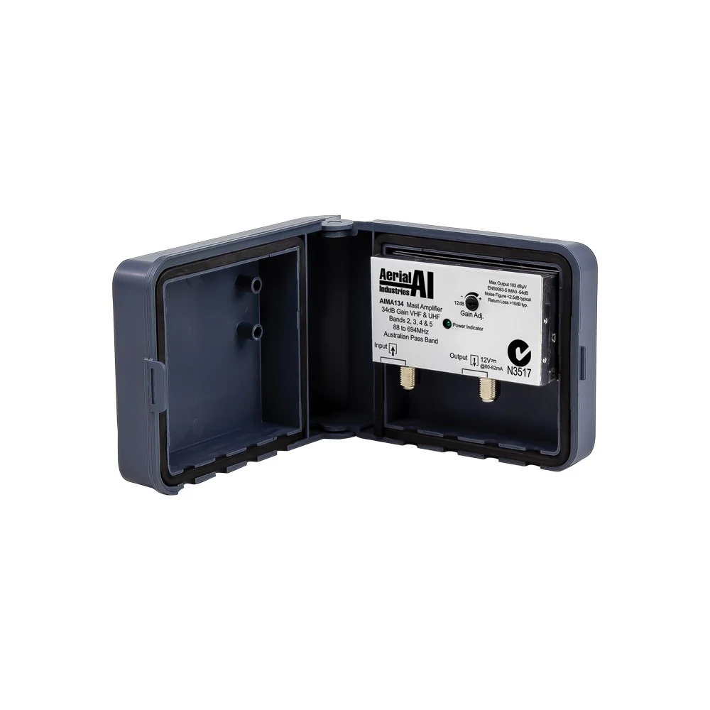 Masthead Amplifier 1 Input 34dB Gain 88-694MHz 12V DC Lte Filter with Power Supply - Image 2