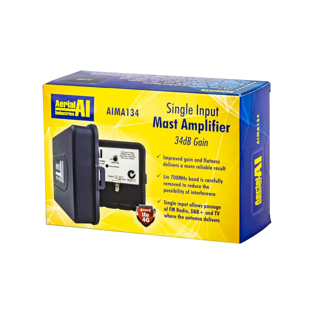 Masthead Amplifier 1 Input 34dB Gain 88-694MHz 12V DC Lte Filter with Power Supply - Image 4