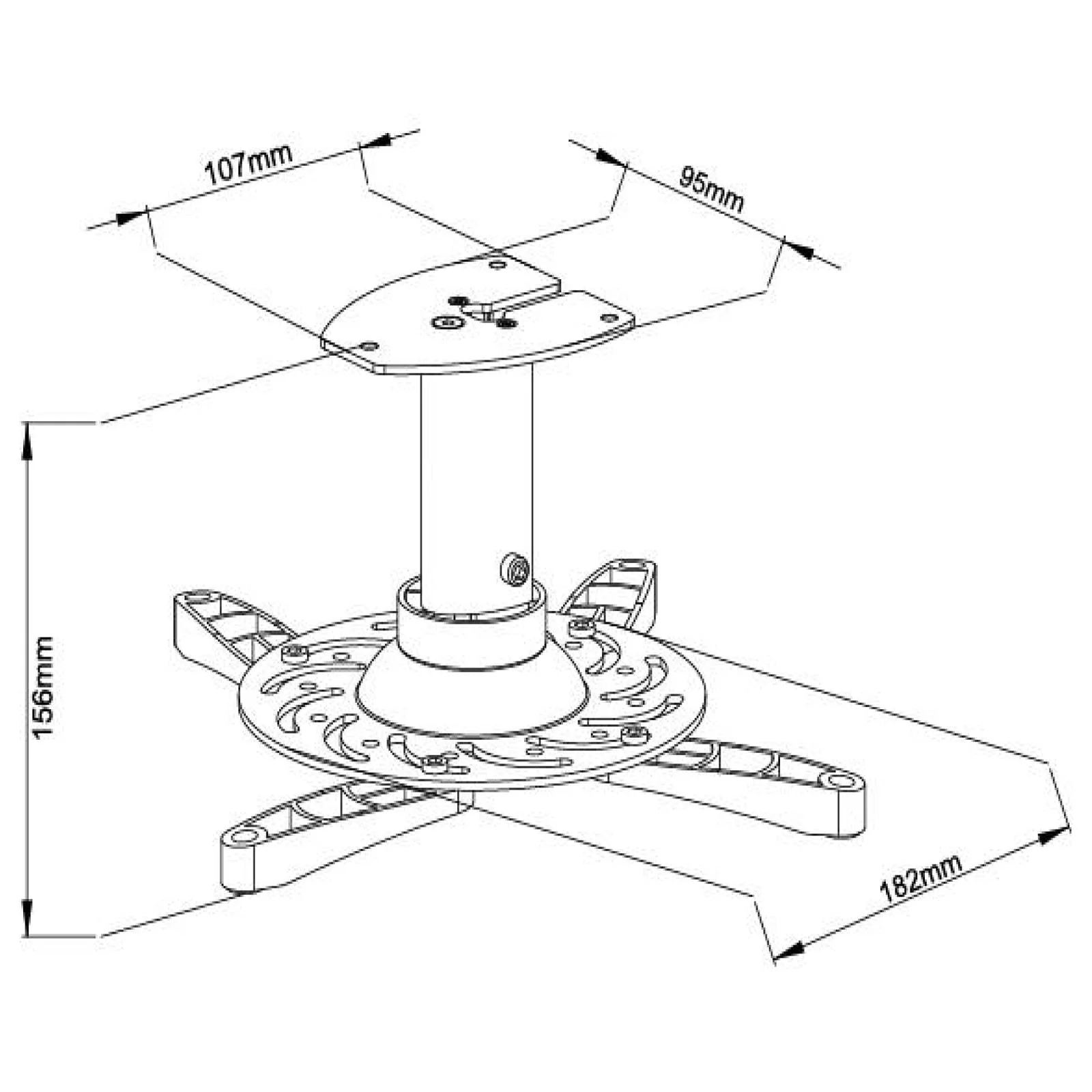 Projector Ceiling Mount Bracket Fixed 15cm BLACK | PM101-B - Image 5