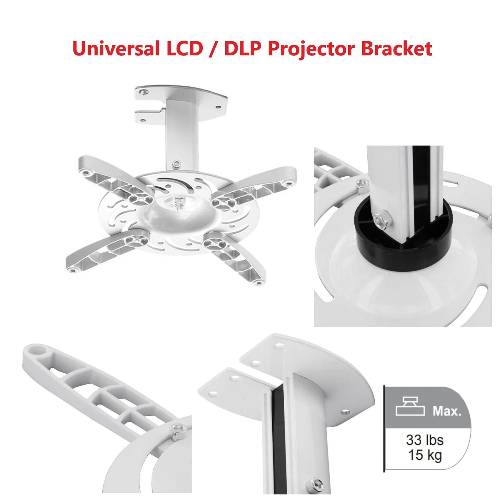 Projector Ceiling Mount Bracket Fixed 15cm WHITE | PM101-W - Image 5