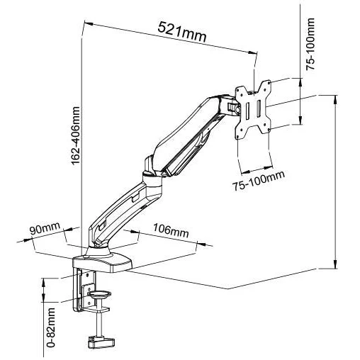 Single Arm Monitor Mount Stand 13"-27" | Load Capacity 7kg - Image 3