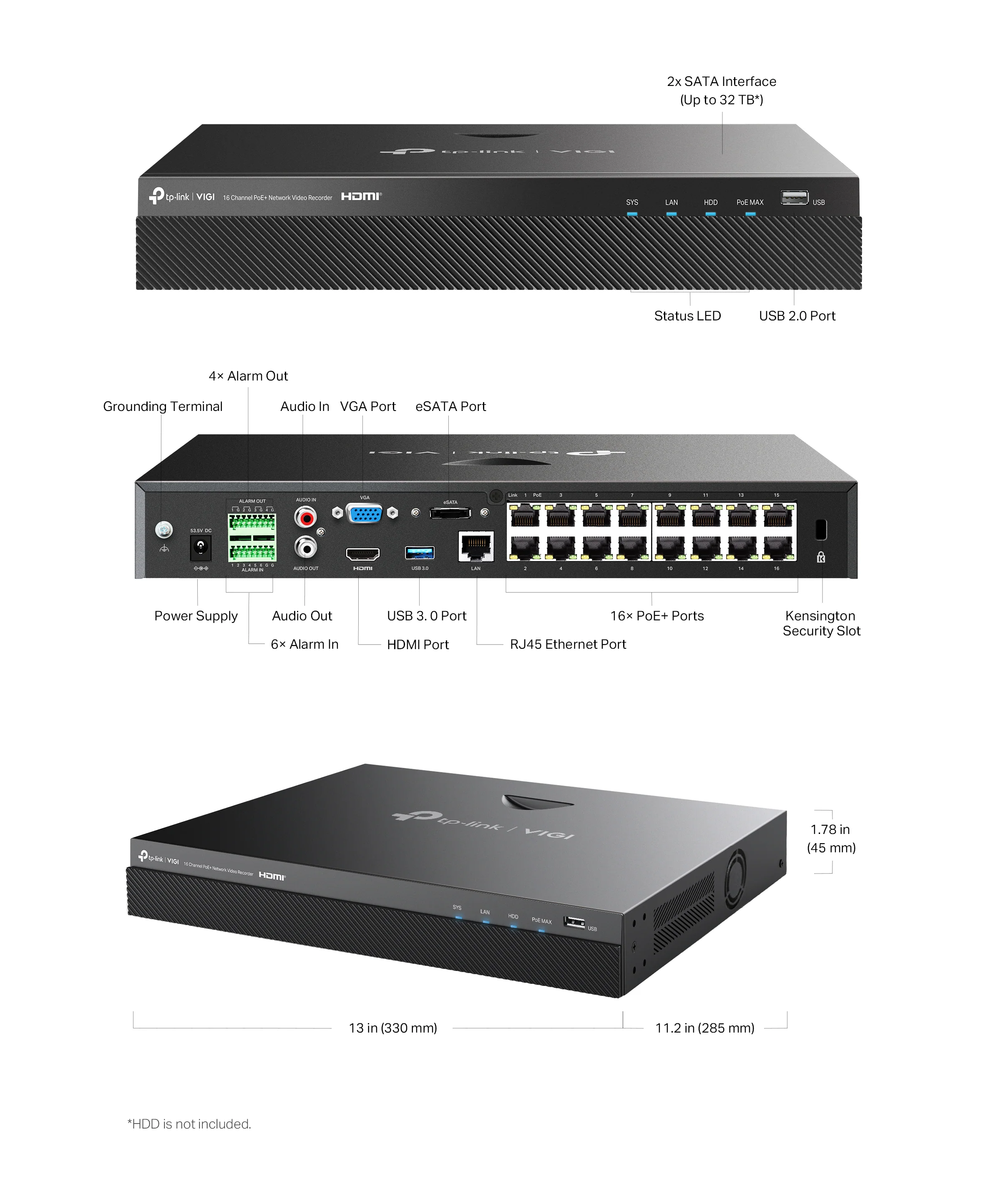 Tp-Link VIGI 16 Channel PoE+ Network Video Recorder VIGI NVR2016H-16P - Image 4