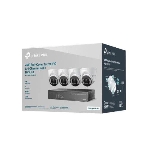 TP-LINK VIGI 4MP Full-Color Turret IPC &amp; 4 Channel PoE+ NVR KIT NK4P-T4425-2T - Image 6
