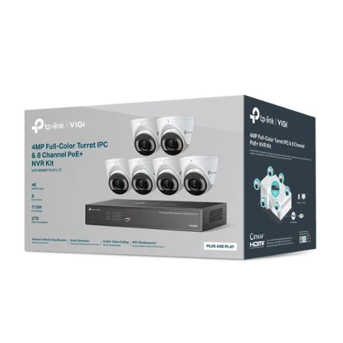 TP-LINK VIGI 4MP Full-Color Turret IPC &amp; 8 Channel PoE+ NVR KIT TP-NK8MP-T6425-2T - Image 6