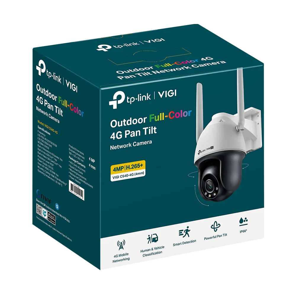 Tp- Link VIGI 4MP Outdoor Full-Colour 4G Pan Tilt Network Camera 360 rotating VIGI C540-4G - Image 5