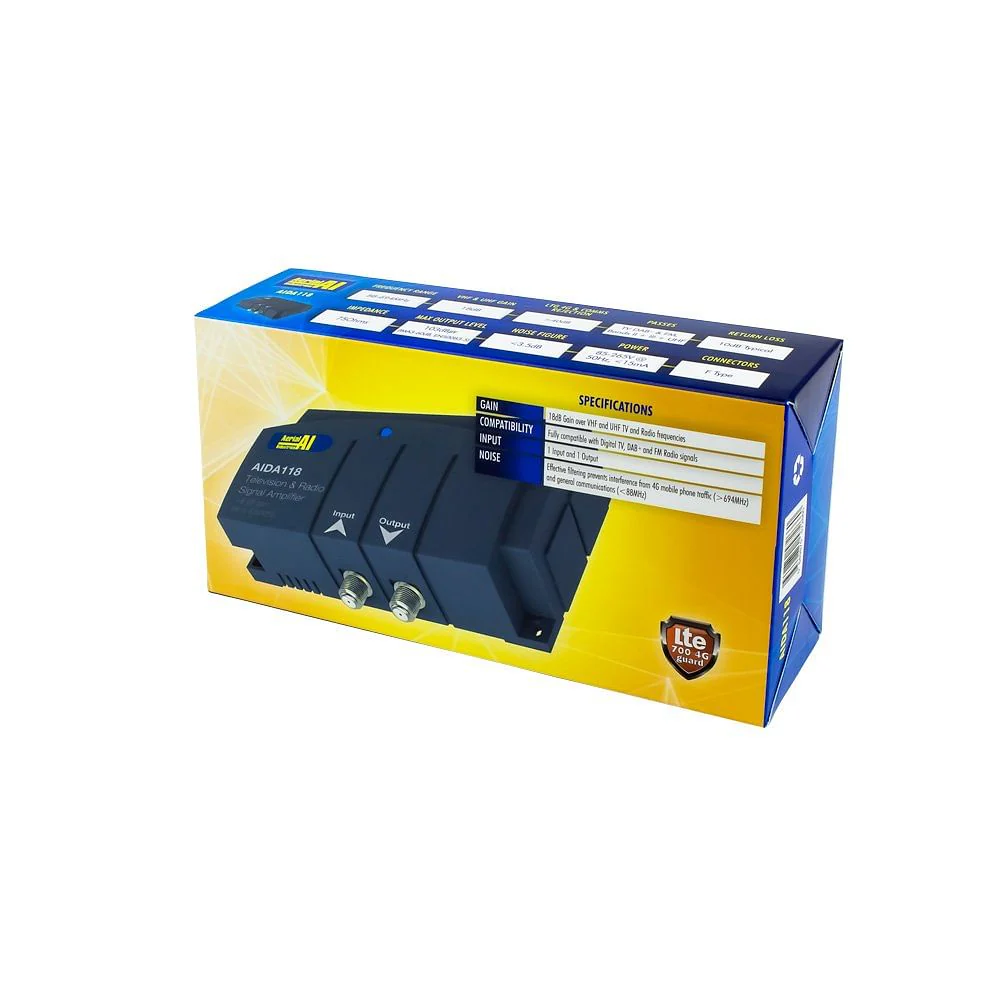 TV & Radio Indoor Antenna Signal Distribution Amplifier 18dB Gain 88-694MHz - Image 3