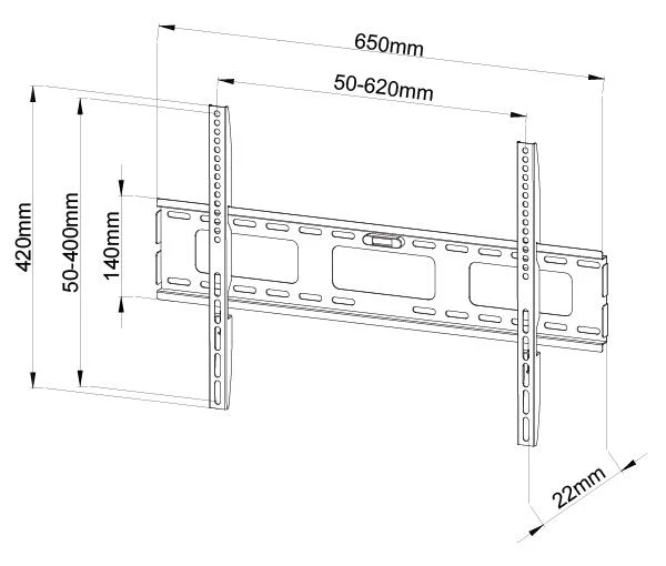 TV Wall Bracket Fixed 40"-65" | PLB132L | Load Capacity 50kg - Image 3