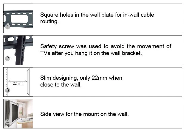 TV Wall Bracket Fixed 40"-65" | PLB132L | Load Capacity 50kg - Image 4