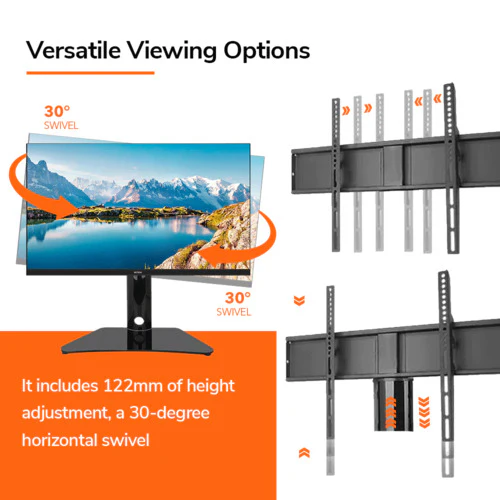 Universal Table Top TV Stand for 32-65" Swivel - DS301 - Image 3